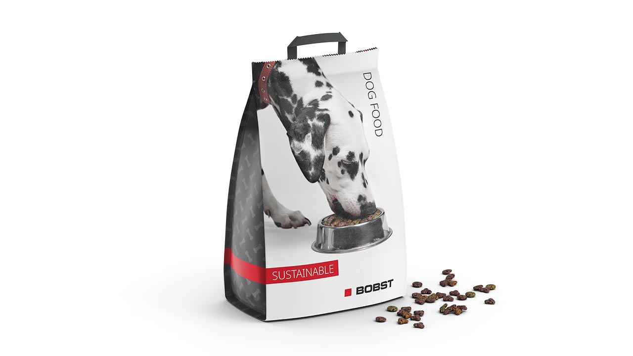Food, Pet Food, Dog Food, Large Bag, Flexible Packaging, Showing Content. Demo Packaging Gallery